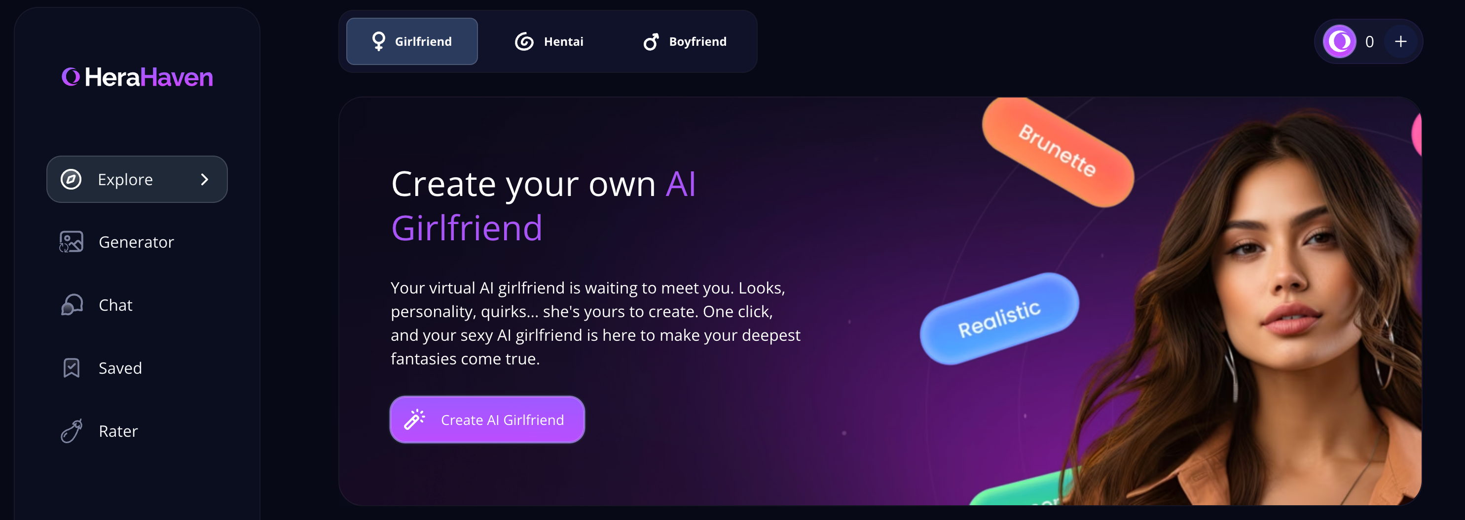 Best Free AI Girlfriend Website with Chat and Images: Herahaven AI